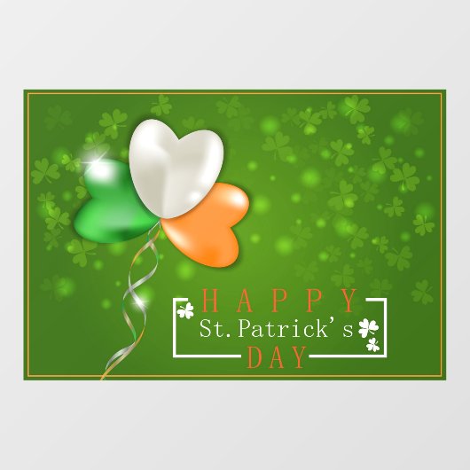 Happy St. Patrick's Day Irish Flag Balloon Clover Raamsticker (Vel)