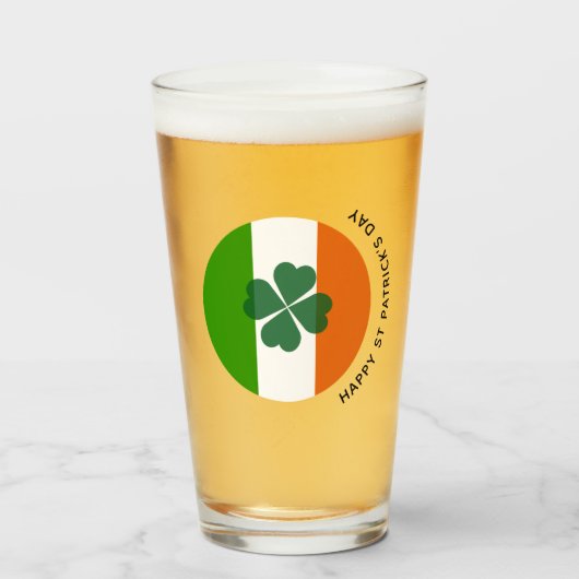 Happy St Patricks Day Irish Flag Clover Frosted Gl Glas (Voorkant gevuld)