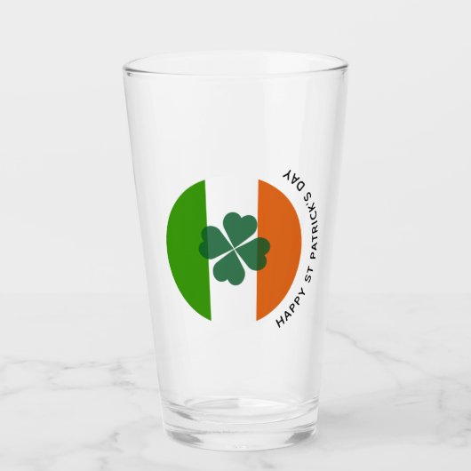 Happy St Patricks Day Irish Flag Clover Frosted Gl Glas (Voorkant)
