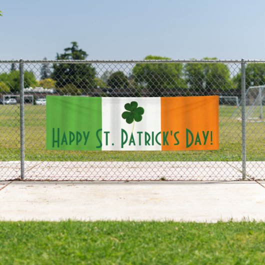 Happy St. Patrick's Day Irish Flag Shamrock Banner (Insitu)