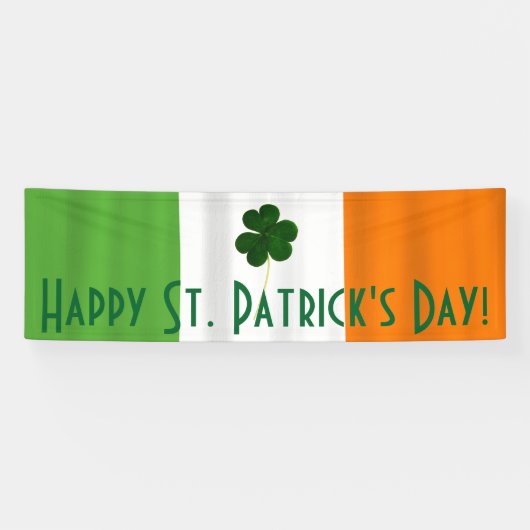 Happy St. Patrick's Day Irish Flag Shamrock Banner (Horizontaal)