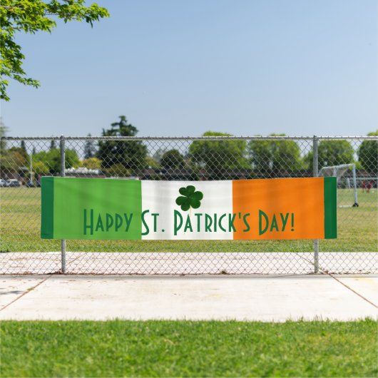 Happy St. Patrick's Day Irish Flag Shamrock Banner (Insitu)
