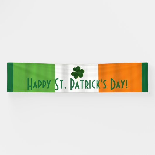 Happy St. Patrick's Day Irish Flag Shamrock Banner (Horizontaal)