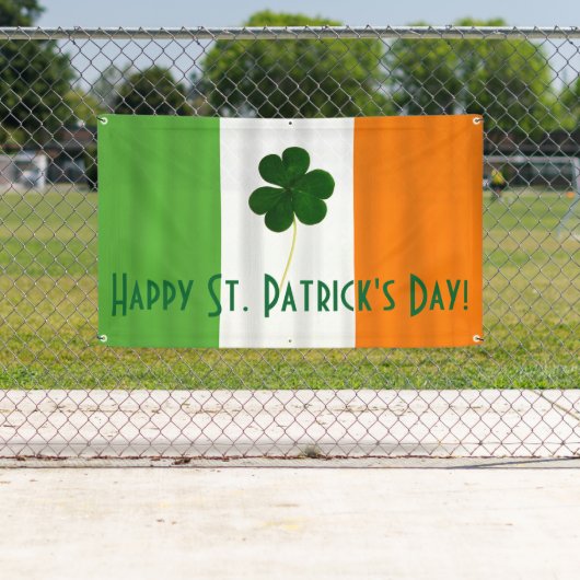 Happy St. Patrick's Day Irish Flag Shamrock Banner (Insitu)