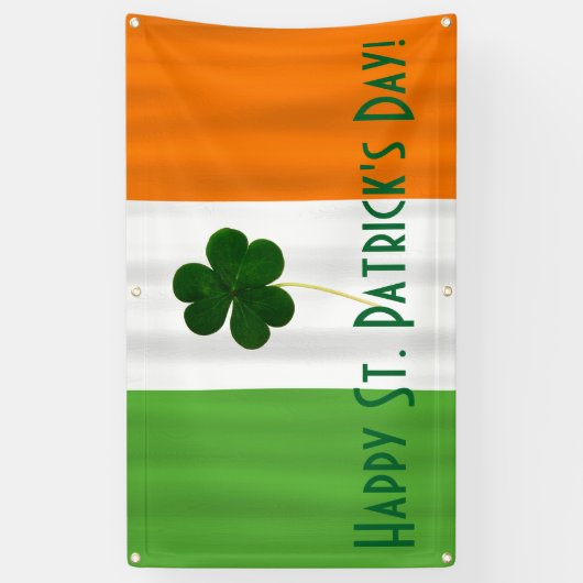 Happy St. Patrick's Day Irish Flag Shamrock Banner (Verticaal)
