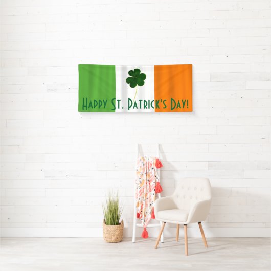 Happy St. Patrick's Day Irish Flag Shamrock Banner (Insitu)
