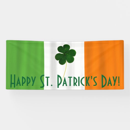 Happy St. Patrick's Day Irish Flag Shamrock Banner (Horizontaal)