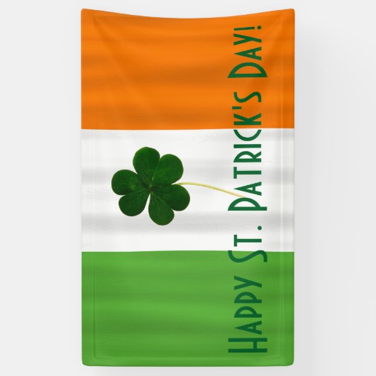 Happy St. Patrick's Day Irish Flag Shamrock Banner (Verticaal)