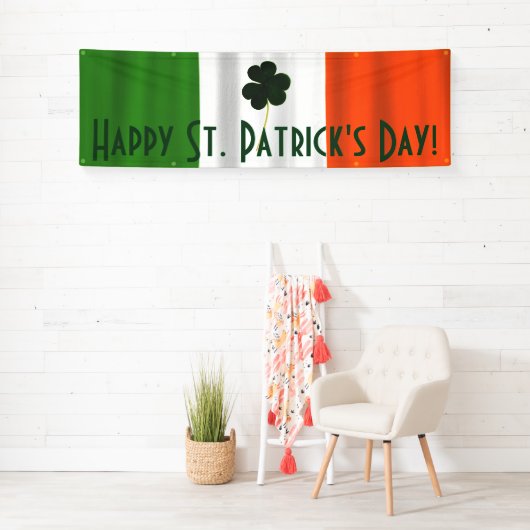 Happy St. Patrick's Day Irish Flag Shamrock Banner (Insitu)