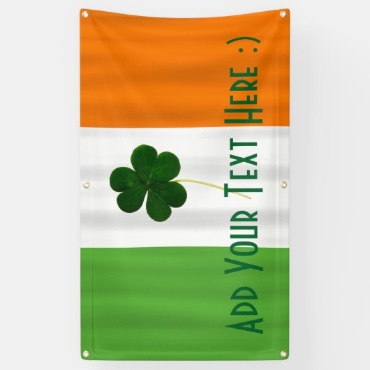 Happy St. Patrick's Day Irish Flag Shamrock Banner (Verticaal)