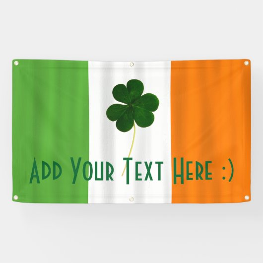 Happy St. Patrick's Day Irish Flag Shamrock Banner (Horizontaal)