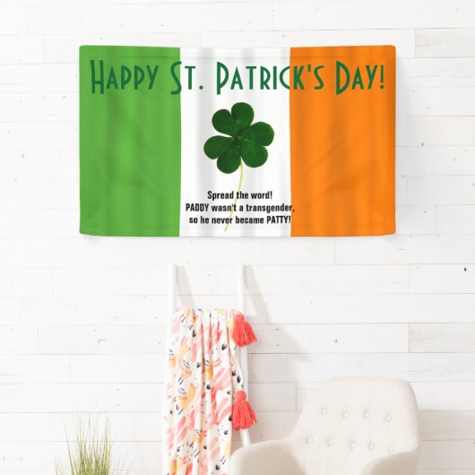 Happy St. Patrick's Day Irish Flag Shamrock Banner (Insitu)