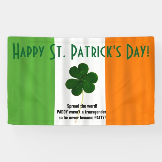 Happy St. Patrick's Day Irish Flag Shamrock Banner (Horizontaal)