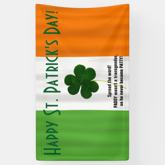 Happy St. Patrick's Day Irish Flag Shamrock Banner (Verticaal)
