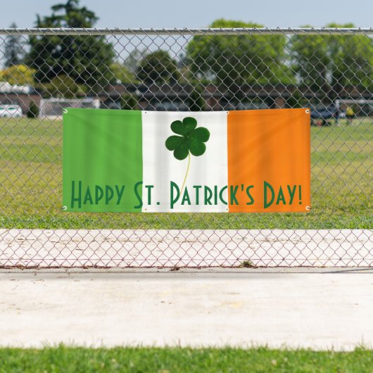 Happy St. Patrick's Day Irish Flag Shamrock Banner (Insitu)