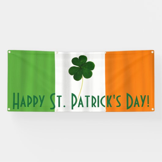 Happy St. Patrick's Day Irish Flag Shamrock Banner (Horizontaal)
