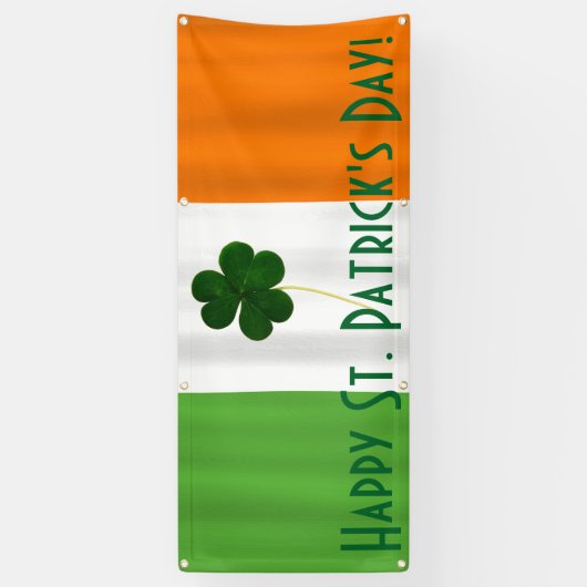 Happy St. Patrick's Day Irish Flag Shamrock Banner (Verticaal)