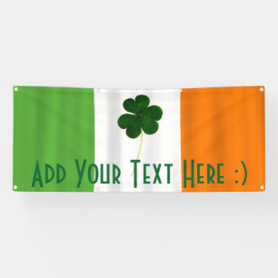 Happy St. Patrick's Day Irish Flag Shamrock Banner