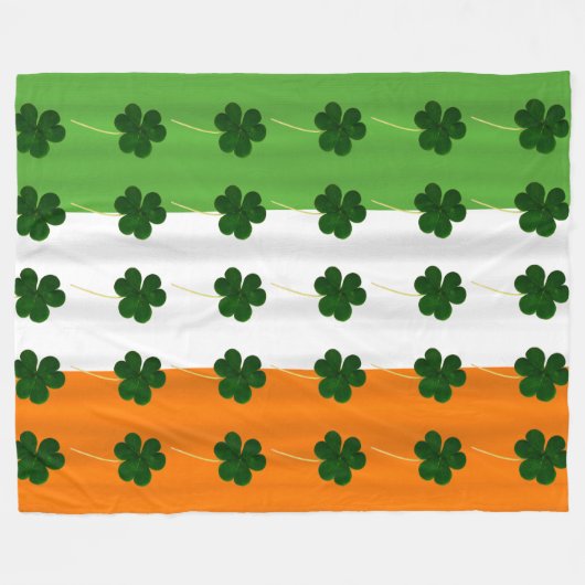 Happy St. Patrick's Day Irish Flag Shamrock Clover Fleece Deken (Voorkant (Horizontaal))