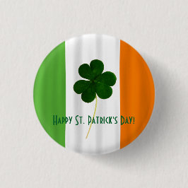 Happy St. Patrick's Day Irish Flag Shamrock Paddy Ronde Button 3,2 Cm