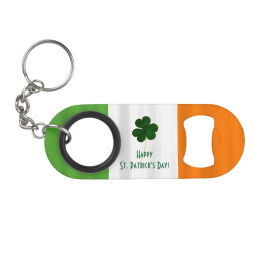 Happy St. Patrick's Day Irish Flag Shamrock Paddy Sleutelhanger Flessenopener (Voorkant (Horizontaal))