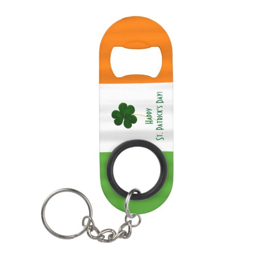 Happy St. Patrick's Day Irish Flag Shamrock Paddy Sleutelhanger Flessenopener (Voorkant)