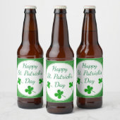 Happy St. Patrick's Day Irish Green Shamrock Bier Etiket (Flessen)