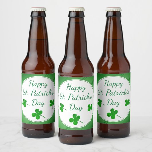 Happy St. Patrick's Day Irish Green Shamrock Bier Etiket (Flessen)