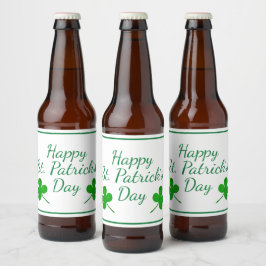 Happy St. Patrick's Day Irish Green Shamrock Bier Etiket