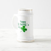 Happy St. Patrick's Day Irish Green Shamrock Bierpul (Voorkant links)