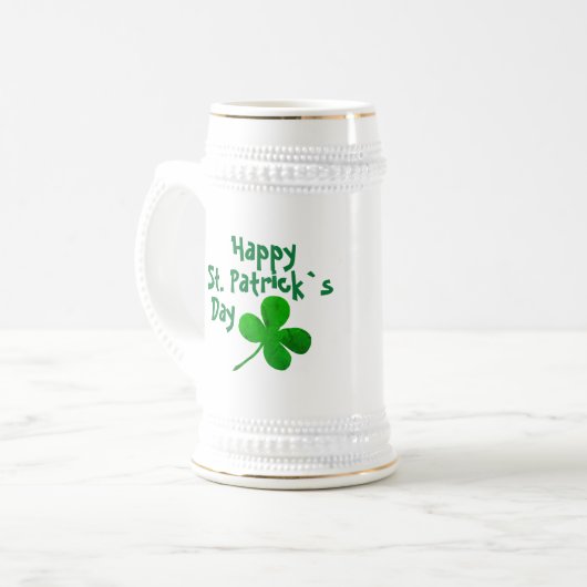 Happy St. Patrick's Day Irish Green Shamrock Bierpul (Voorkant links)