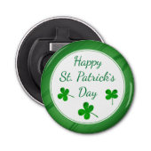 Happy St. Patrick's Day Irish Green Shamrock Button Flesopener (Voorkant)