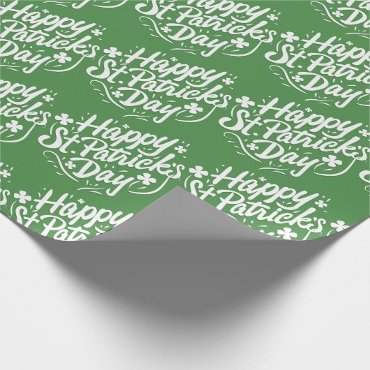 Happy St Patricks Day Irish Green Shamrock Custom Cadeaupapier (Hoek)