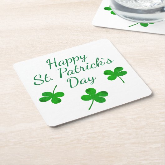 Happy St. Patrick's Day Irish Green Shamrock Kartonnen Onderzetters (Schuin)