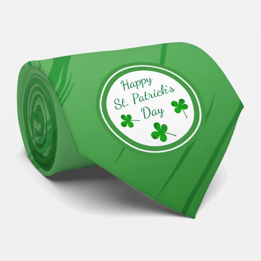 Happy St. Patrick's Day Irish Green Shamrock Stropdas (Opgerold)
