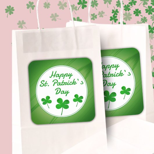 Happy St. Patrick's Day Irish Green Shamrock Vierkante Sticker