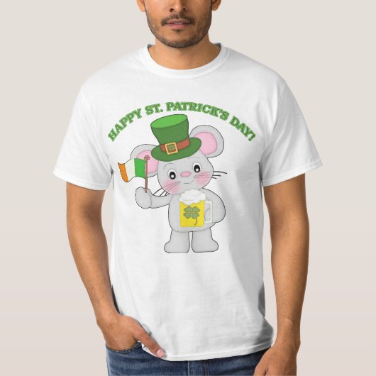 Happy St. Patrick's Day Irish Mouse T-shirt (Voorkant)