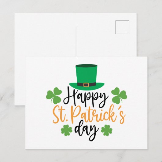 Happy St. Patrick's Day Irish Pride Shamrock Lucky Briefkaart (Voorkant / Achterkant)