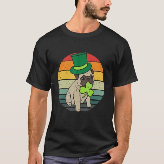 Happy St Patricks Day Irish Pug Dog Cute Saint Pad T-shirt (Voorkant)