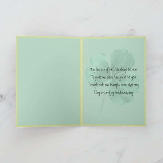 Happy St Patrick's Day Irish Shamrock Waterverf Kaart (Binnen)