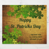 Happy St Patrick's Day, irish shamrocks Sparkling Wijnetiket (Enkel label)