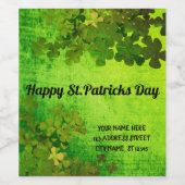 Happy St. Patrick's Day, irish shamrocks Wijn Etiket (Enkel label)