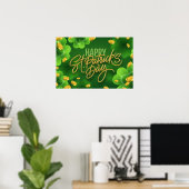 Happy St. Patrick's Day is gouden munten van shamr Poster (Thuiskantoor)