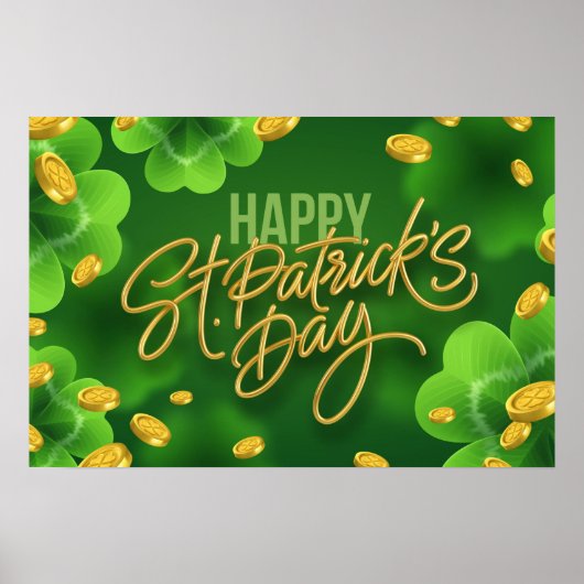 Happy St. Patrick's Day is gouden munten van shamr Poster (Voorkant)