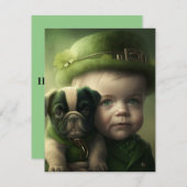 Happy St. Patrick's Day Kaart Boy & Dog (Voorkant / Achterkant)