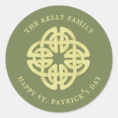 Happy St. Patrick's Day Keltisch Kruis Custom Ronde Sticker (Voorkant)