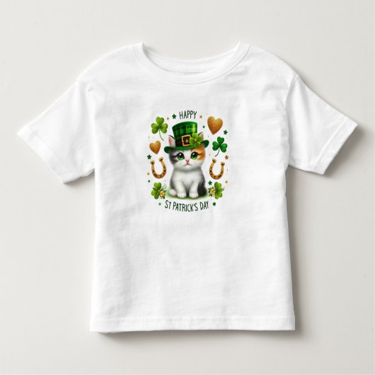Happy St. Patrick's Day Kitten Kinder Shirts (Voorkant)