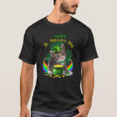 Happy St Patricks Day Kitten Leprechaun Pet Shamro T-shirt (Voorkant)