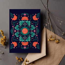 Happy St. Patrick's Day klavers & bloemen Briefkaart