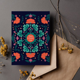 Happy St. Patrick's Day klavers & bloemen Kaart